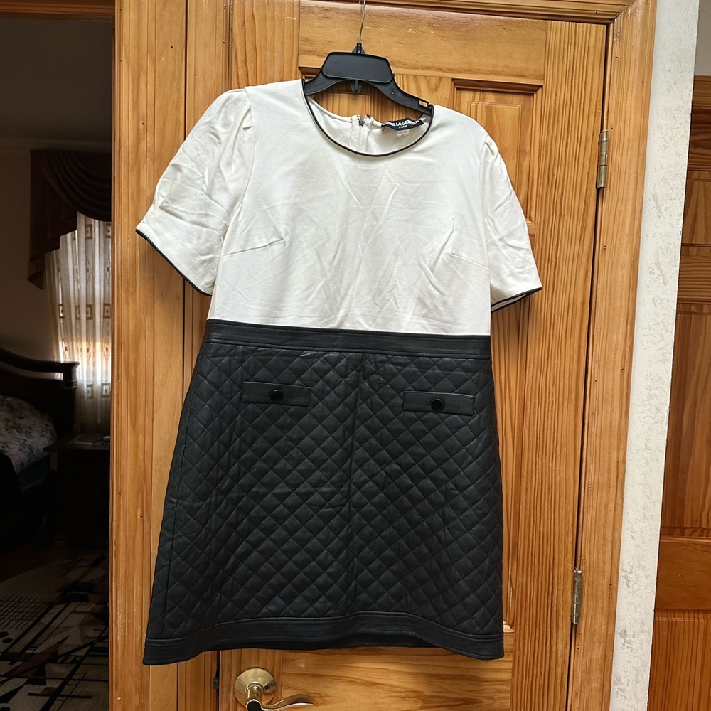 Karl Lagerfeld Black and White Quilted Mini Dress